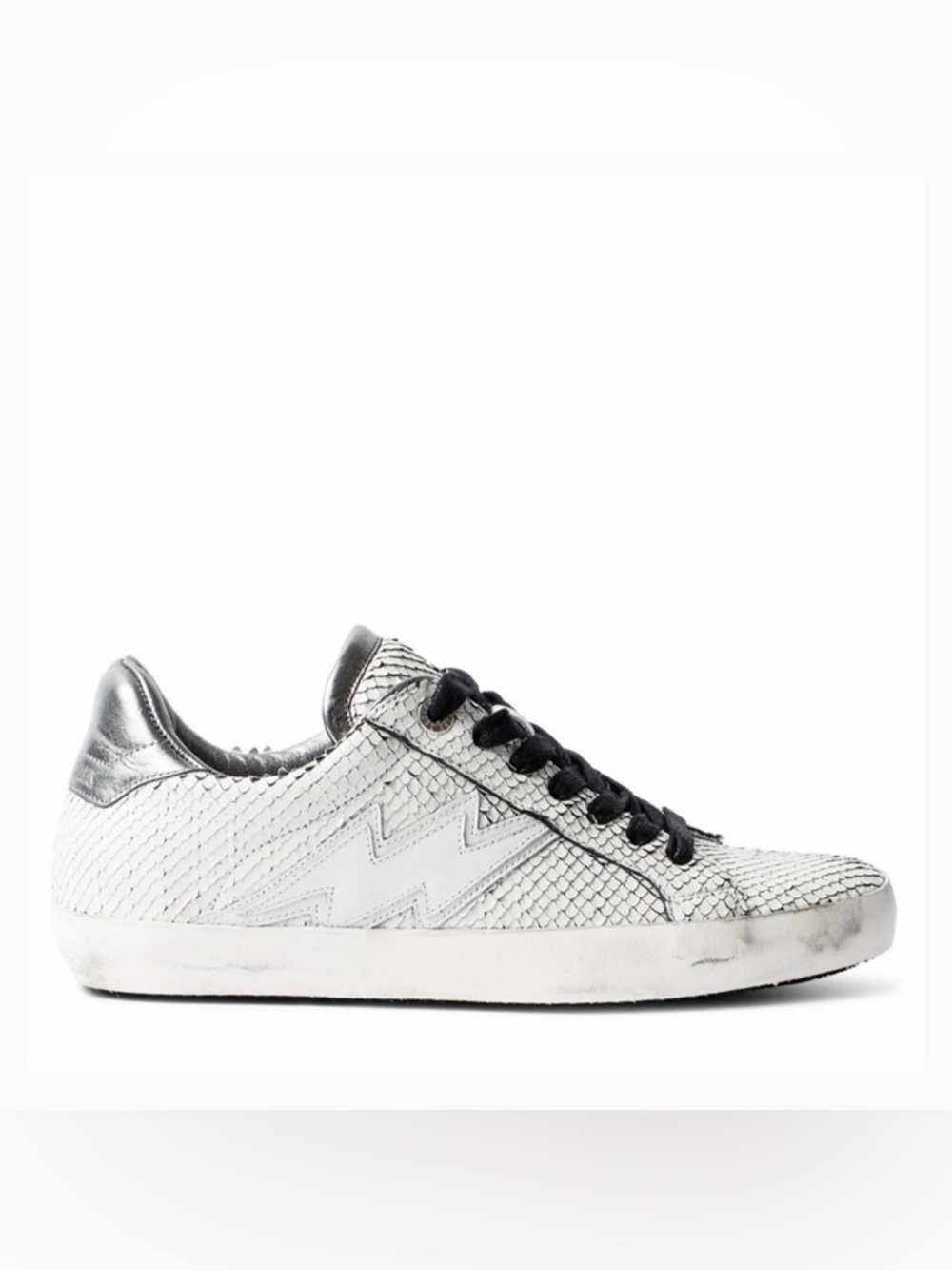 Zadig & Voltaire Neo Keith White Snakeskin Embossed‎ Sneakers Size 7.5